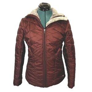 Columbia Jacket Womens XS Burgundy Omni-Heat Interchange Hooded Insulated Puffer